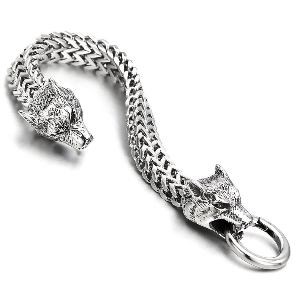 Men’s Stainless Steel Wolf Link Chain Bracelet ( free shipping)
